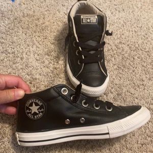 New Black Leather Converse